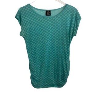 Bobeau | Blue Dot Round Neck Short Sleeves Jersey Top Size Small